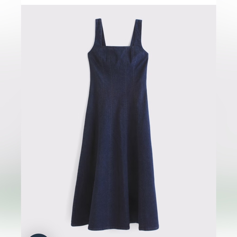 Abercrombie & Fitch Navy Blue Denim Midi Dress